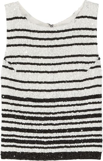 Alice + Olivia Adara Striped Sequined Silk Tank - Lyst