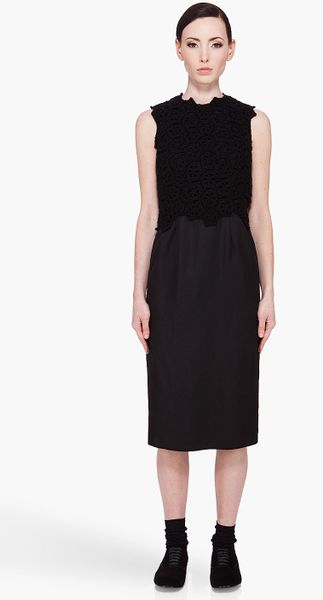 Comme Des Garçons Black Silk Wool Dress in Black - Lyst