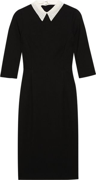 Jason Wu Contrastcollar Stretchponte Dress in Black - Lyst