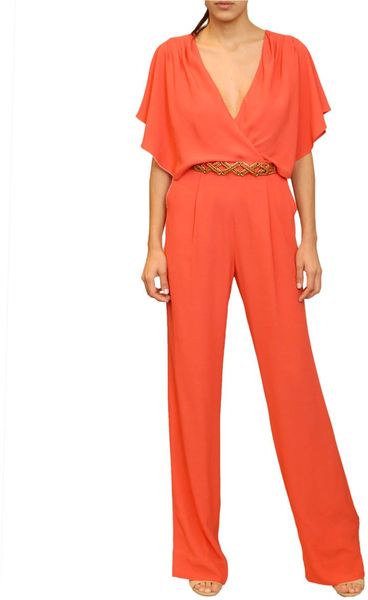 Jo No Fui Viscose Jumpsuit With Large Sleeves in Orange - Lyst