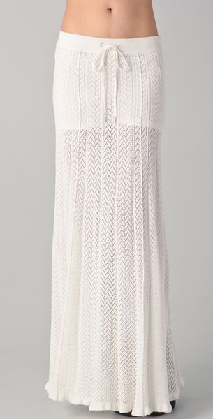 L.a.m.b. Long Pointelle Skirt in White (ivory) - Lyst