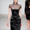Marios Schwab Fall 2012 Short Sleeve Mini Dress With Stone Encrusted Pockets And Collar And Transparent Top Part In Black  in Black - Lyst