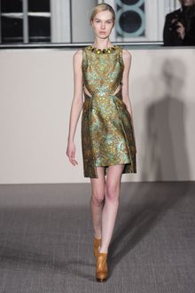 Matthew Williamson Fall 2012 Sleeveless Cocktail Shift Dress in Damask Print and Appliquéd Neckline - Lyst