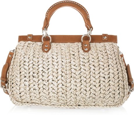 miu miu raffia tote bag