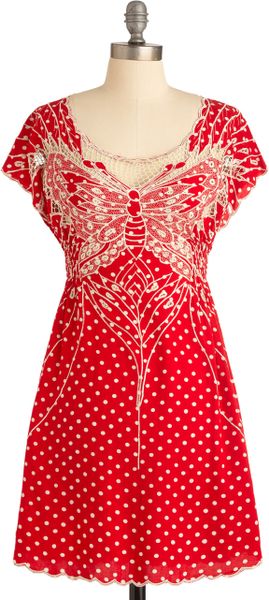 Modcloth My Favorite Wings Dress in Red (strawberry) - Lyst