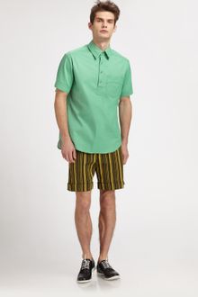 Richard Chai Striped Cuffed Shorts - Lyst