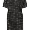 Tibi Leathertrimmed Cotton Dress in Black - Lyst