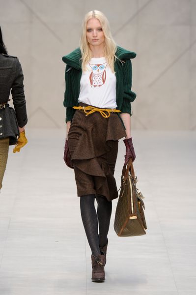 Burberry Prorsum Fall 2012  Cardigan with Oversized Collar in Bottle Green  in Green - Lyst