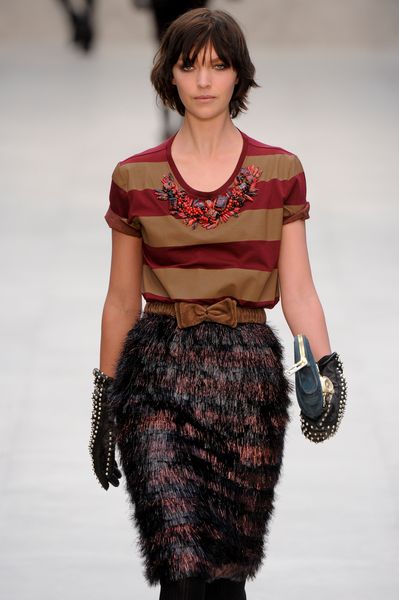 Burberry Prorsum Fall 2012 Ruched Bow Detail Belt in Brown - Lyst