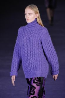 Christopher Kane Fall 2012 Chunky Cable Knit Mohair Turtleneck Sweater In Blue - Lyst