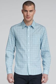 Elie Tahari Zac Plaid Shirt, Aquarius Blue - Lyst