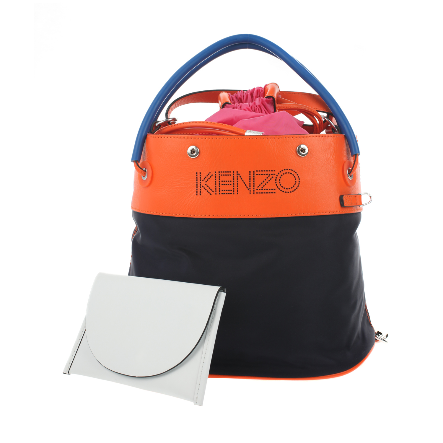 Kenzo Leather and Nylon Backpack Or Shoulder Bag in Multicolor (vert