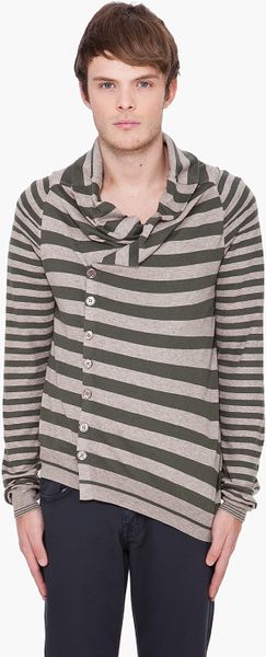Alexander Mcqueen Green and Taupe Striped Cardigan in Green for Men - Lyst