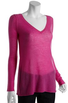 Autumn Cashmere Scaparelli Pink Cashmere Sheer V-neck Sweater - Lyst