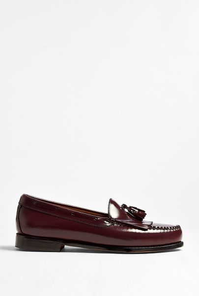 Bass Weejuns Burgundy Leather Leyton Fringe Loafers in Purple for Men (burgundy) - Lyst