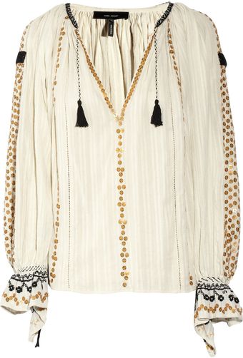 Isabel Marant Jasia Sequin-embellished Cotton Smock Top - Lyst
