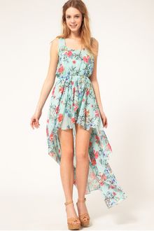 Love Chiffon Oriental Floral Print Dip Hem Dress - Lyst