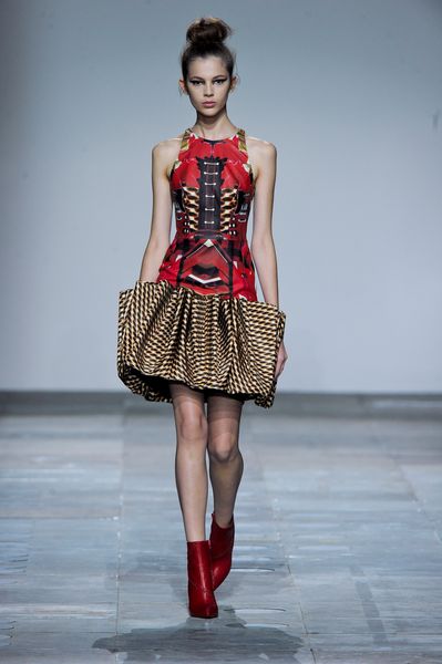 Mary Katrantzou Fall 2012 Magic Eye Godet Dress in Red - Lyst