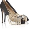 Valentino Embellished Mesh Pumps in Gold (black) - Lyst