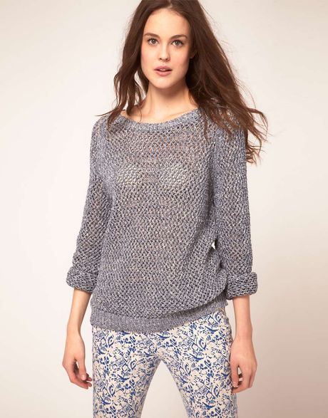 Vanessa Bruno Athé Vanessa Bruno Athe Cotton Knit Jumper in Gray (blue) - Lyst
