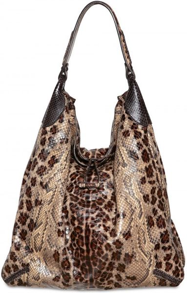 Zagliani Lara Xl Python Weave Shoulder Bag in Brown - Lyst