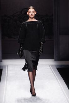 Alberta Ferretti Fall 2012 Black Pinstriped Knee Length Skirt - Lyst