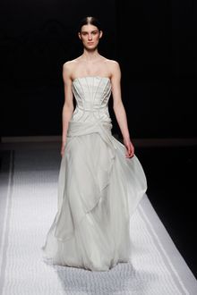 Alberta Ferretti Fall 2012 Sheer Corseted Evening Gown  - Lyst