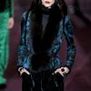 Gucci Fall 2012 Fur Trimmed Printed Jacket  in Blue - Lyst