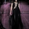 Gucci Fall 2012 Asymmetrical SeeThrough Embellished Evening Gown With Short Sleeve, Beading  And Layered Maxi Skirt  in Black - Lyst