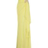 Marchesa Chiffon Embellished Waist Gown in Yellow - Lyst