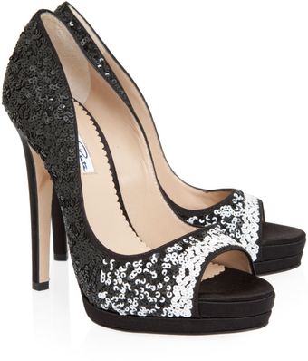 Oscar de la Renta Valerie Sequin Open Toe Pump - Lyst
