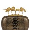 Alexander Mcqueen Knuckle Box Gold Ostrich Clutch in Brown (black) - Lyst