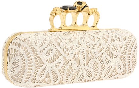 Alexander Mcqueen Knuckle Box Clutch in Beige (w) - Lyst