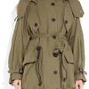 Burberry Prorsum Raffiatrimmed Hooded Linen Parka in Green (army) - Lyst