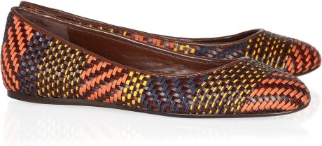 Burberry Prorsum Woven Leather and Raffia Ballet Flats in Multicolor (brown) - Lyst