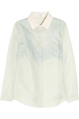 Carven Lace-appliquéd Silk-organza Twill Shirt