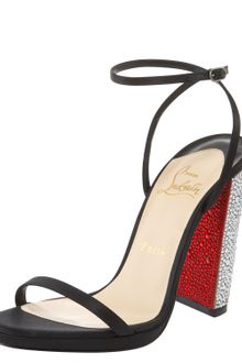 Christian Louboutin Au Palace Crystal-heel Satin Sandal - Lyst