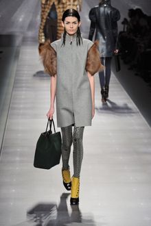 Fendi Fall 2012 Fur Trimmed Wool Coat  - Lyst