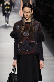 Fendi Fall 2012 Black Wool Sweater with Fur Details - Lyst