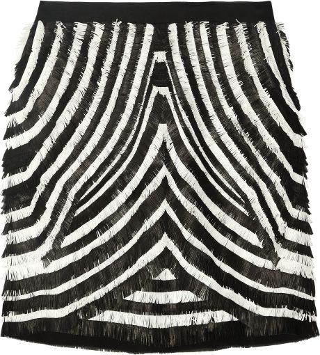 Gucci Fringed Leather Skirt in Black - Lyst