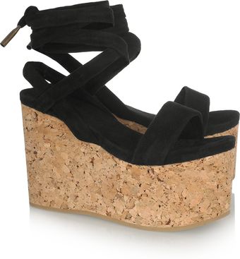 Isabel Marant Suzy Suede and Cork Wedge Sandals - Lyst