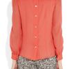 J.crew Pleated SilkChiffon Blouse in Pink (coral) - Lyst