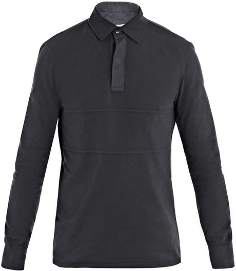 Maison Martin Margiela Reversestitch Pique Polo Top in Gray for Men (charcoal) - Lyst
