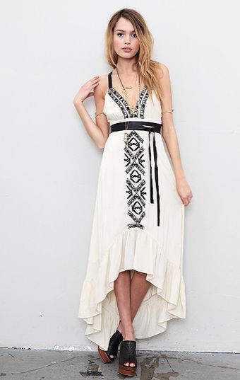 Twelfth Street by Cynthia Vincent Embroidered Leather Strap Cascade Dress - Lyst