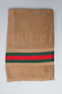 Gucci Brown Cotton Web Stripe Beach Towel - Lyst