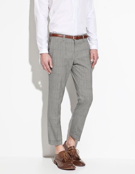 zara grey checked trousers