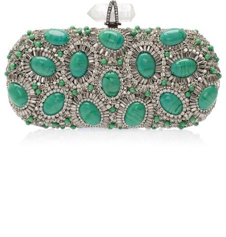 Marchesa Crystal and Stone Clutch in Green - Lyst