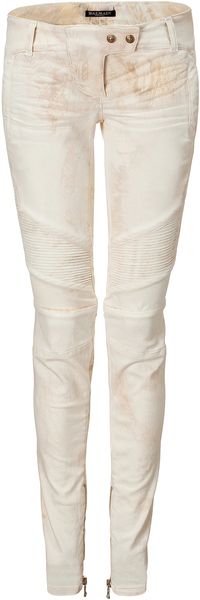 Balmain White Tie-Dye Low Rise Jeans - Lyst
