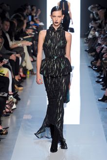 Bottega Veneta Fall 2012 Sleeveless Floor Length Peplum Gown With Embellished Belt And Collar And See Through Deep Decolletage In Black  - Lyst