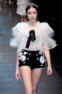 Dolce & Gabbana Fall 2012 Mini Shorts With Floral Lace Appliques In Black  - Lyst